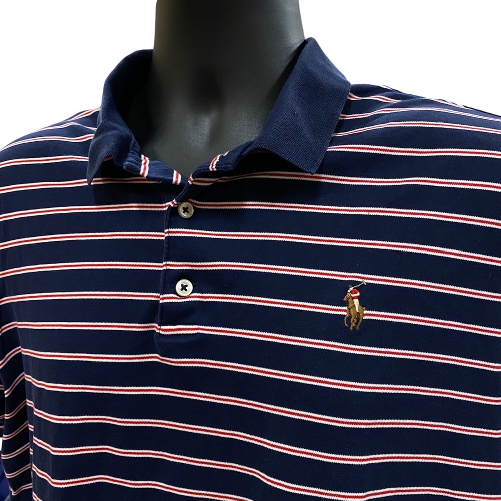 Polo Ralph Lauren Red and Blue Stripe Classic Fit Polo Shirt Large